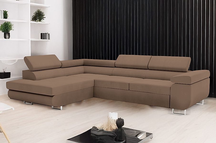 Goldstoff Ecksofa hochwertiges Sofa mit Schlaffunktion, günstig online kaufen