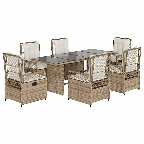 vidaXL 7-tlg Garten-Essgruppe mit Kissen Beige Poly Rattan Modell 41 günstig online kaufen