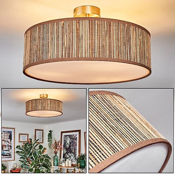 hofstein Deckenleuchte Deckenlampe aus Metall/Seegras/Stoff/Kunststoff in günstig online kaufen