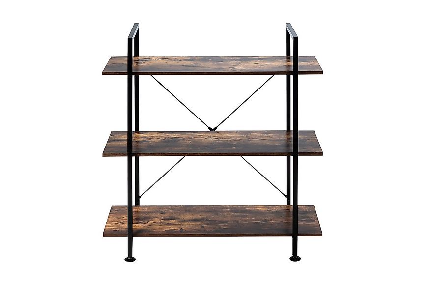 COSTWAY Bücherregal, 3 Ebenen, Holz, mit Metallrahmen, stehend, 90x36x99cm günstig online kaufen