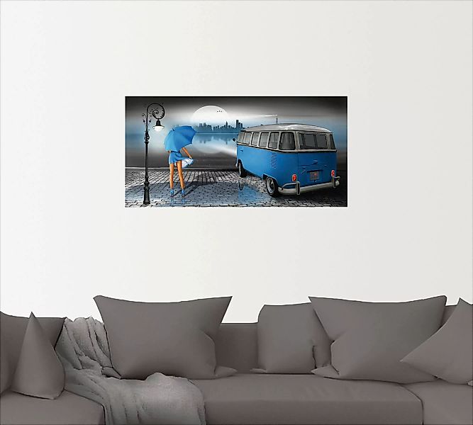Artland Wandbild »Regennacht in Blau mit Bulli T1«, Auto, (1 St.), als Lein günstig online kaufen