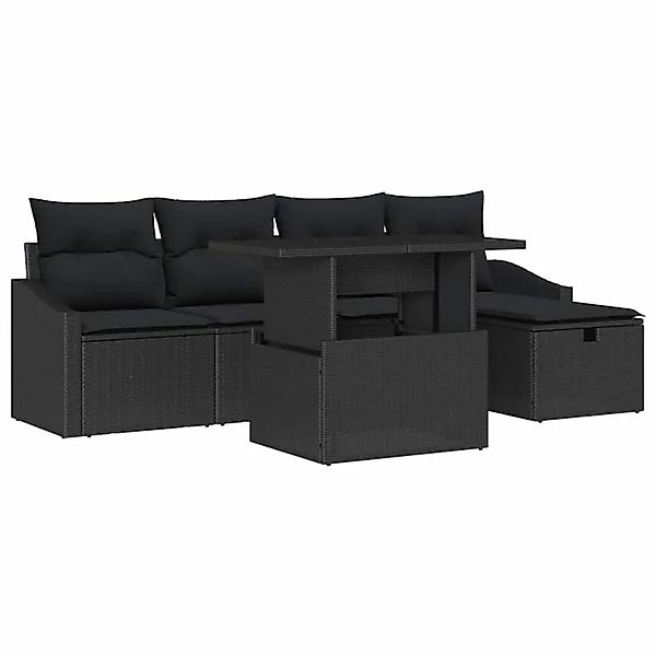 vidaXL Garten-Sofa-Set mit Kissen 6-Tlg Schwarz Poly Rattan 3359830 günstig online kaufen