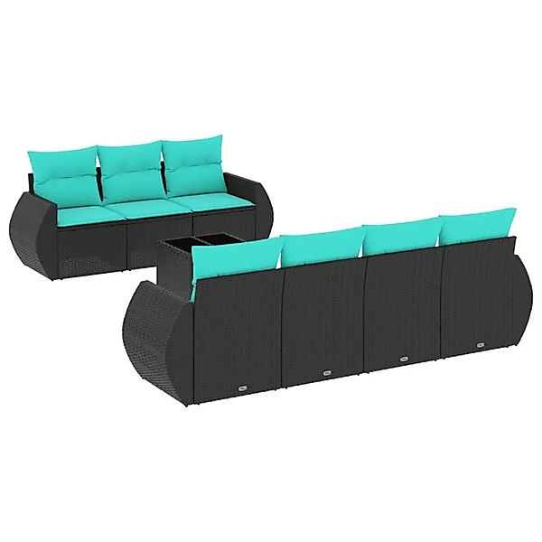 vidaXL 8-Tlg Gartensofa-Set mit Kissen Schwarz Polyrattan 3221126 günstig online kaufen