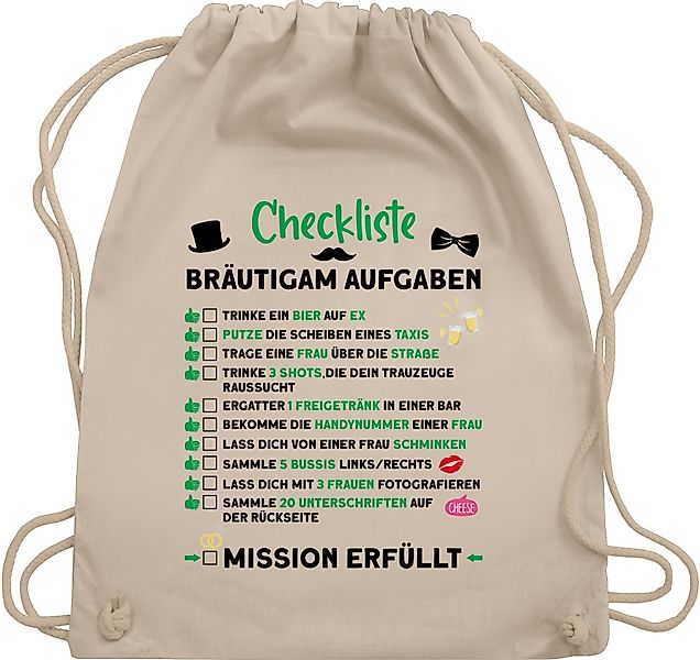 Shirtracer Turnbeutel Checkliste Bräutigam Aufgaben JGA, günstig online kaufen