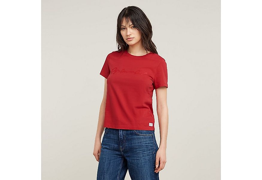 G-STAR T-Shirt G-Script Shiny R mit Ton-in-Ton Schriftzug günstig online kaufen