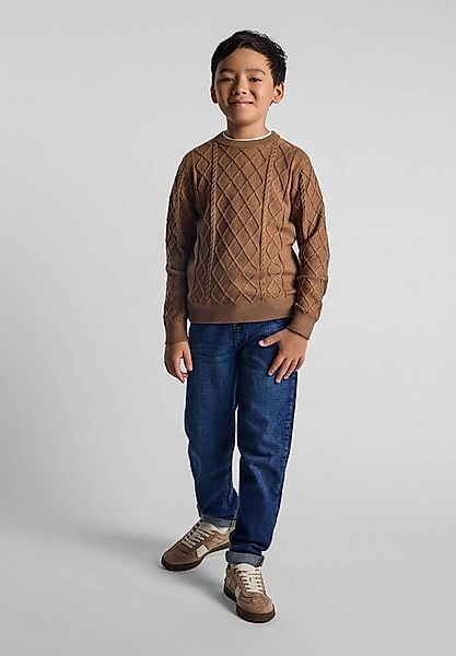 MINOTI Strickpullover Feinstrickpullover mit Strukturmuster und Rundhalsaus günstig online kaufen