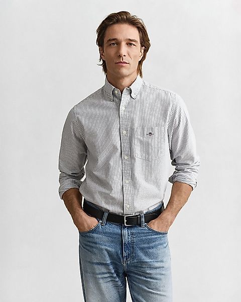 Gant Langarmhemd Regular Fit Oxford Hemd strukturiert langlebig dicker gest günstig online kaufen