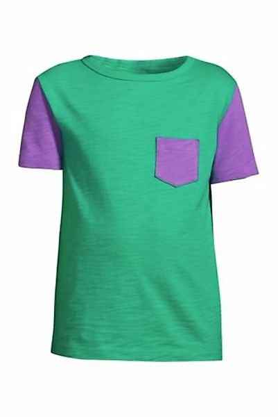 Kurzarm-Shirt mit Slub-Struktur und Colorblock, Größe: 134-152, Grün, Baumw günstig online kaufen