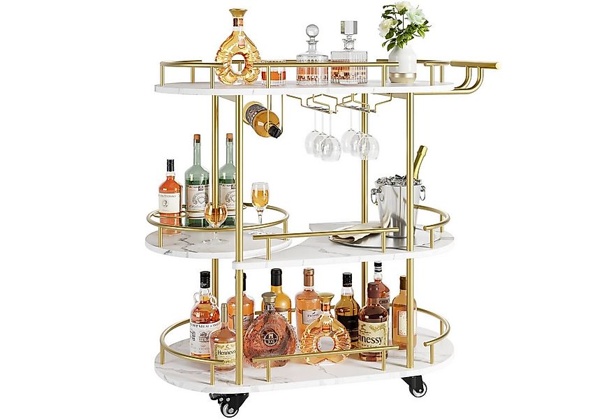 GarveeMore Servierwagen 3-stöckiger mit Rollen,Küchenwagen mit Metallrahmen günstig online kaufen