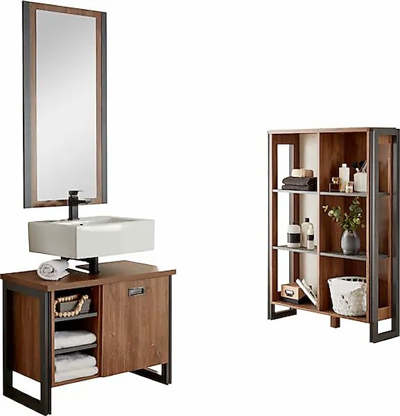 Home affaire Badmöbel-Set »Detroit, Bad im Industrialdesign, 3-teiliges Bad günstig online kaufen
