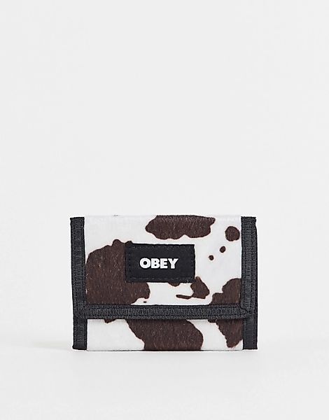 Obey – Brieftasche in Schwarz mit auffälligem Logo und Kuhfellmuster günstig online kaufen