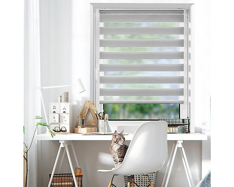 Doppelrollo rollos für Fenster ohne Bohren 130cm, OUBO, Lichtschutz, freihä günstig online kaufen