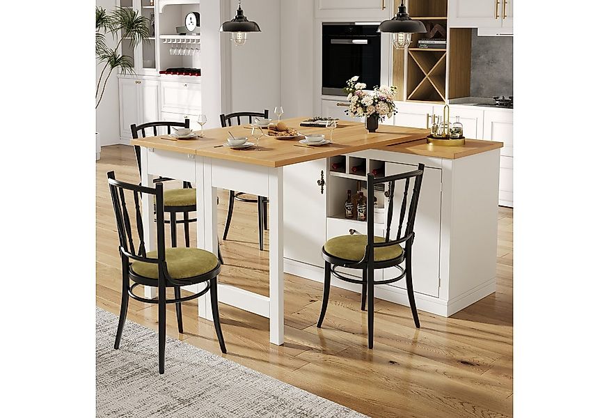 Flieks Kücheninsel mit 360° drehbarer und klappbarer Esstisch, (Holzoptik T günstig online kaufen