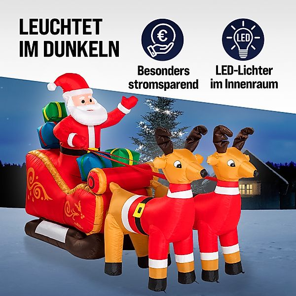 monzana Weihnachtsmann, Aufblasbarer mit Schlitten LED Beleuchtet Groß Rent günstig online kaufen