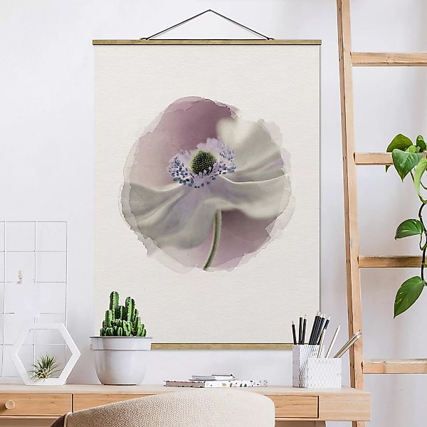 Stoffbild Blumen mit Posterleisten - Hochformat Wasserfarben - Anemonenbris günstig online kaufen