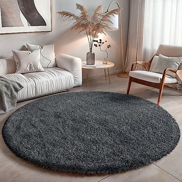 OTTO home Hochflor-Teppich "Banji" rund 37 mm Höhe Uni Farben, weich und fl günstig online kaufen