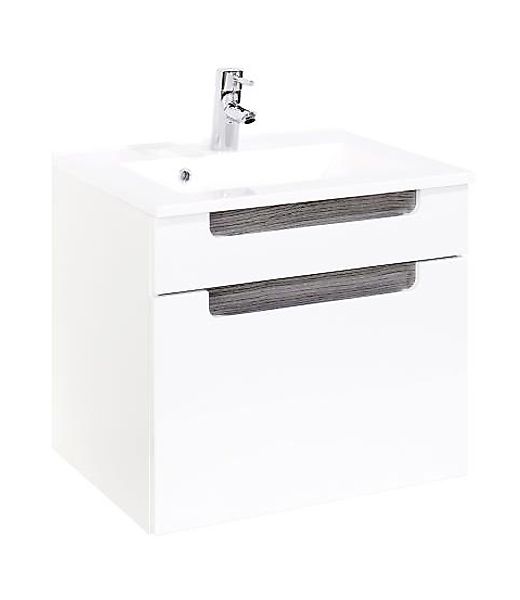 Waschtisch 60 inkl Waschbecken Siena von Held Möbel Weiss Hgl / Eiche Rauch günstig online kaufen