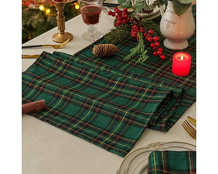 BTTO Tischdecke Tischdecke Weihnachtlich kariertes,Tischläufer Platzsets, W günstig online kaufen