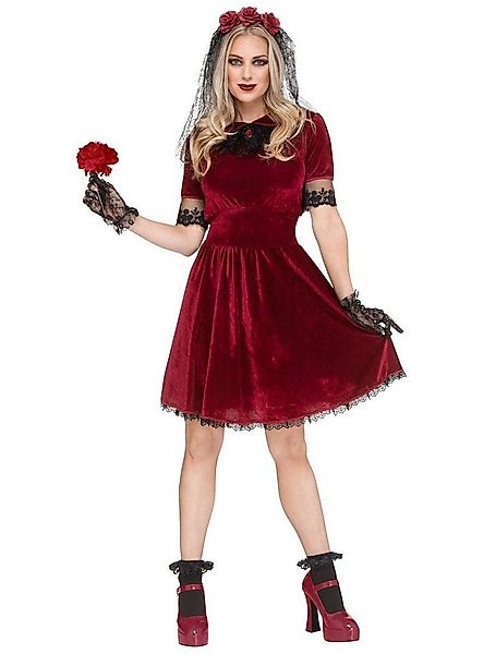 Fun World Vampir-Kostüm Gothic Vampirbraut Kostüm, Düster-rotes Kleid für V günstig online kaufen