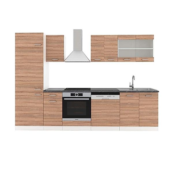 Vicco R-Line Küchenzeile Sonoma/Weiß 300 cm AP Anthrazit günstig online kaufen