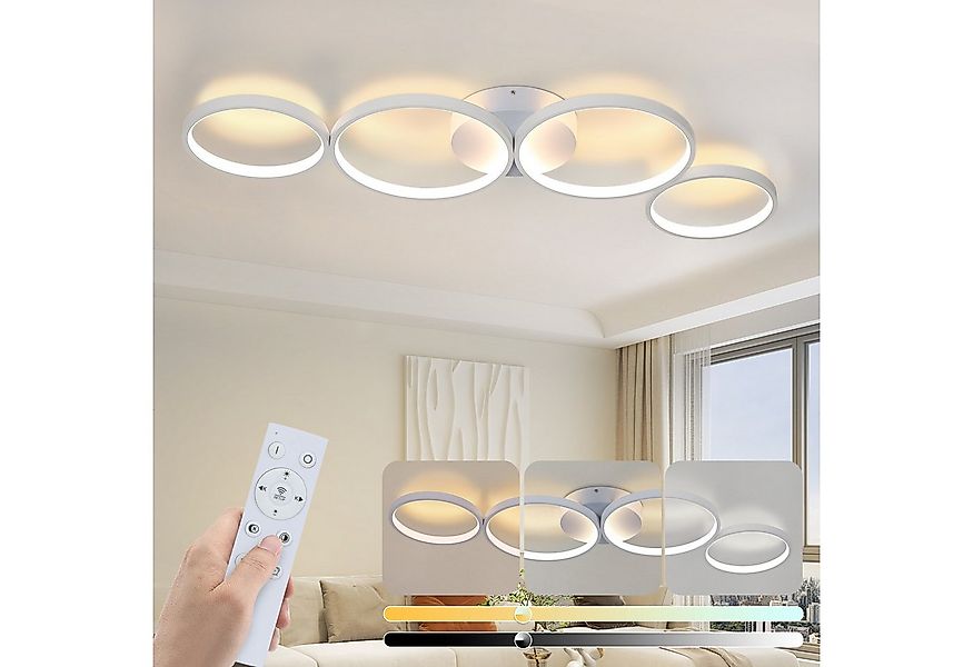 ZMH LED Deckenleuchte Wohnzimmer 4 Flammig Ringoptik Deckenlampe Modern mit günstig online kaufen