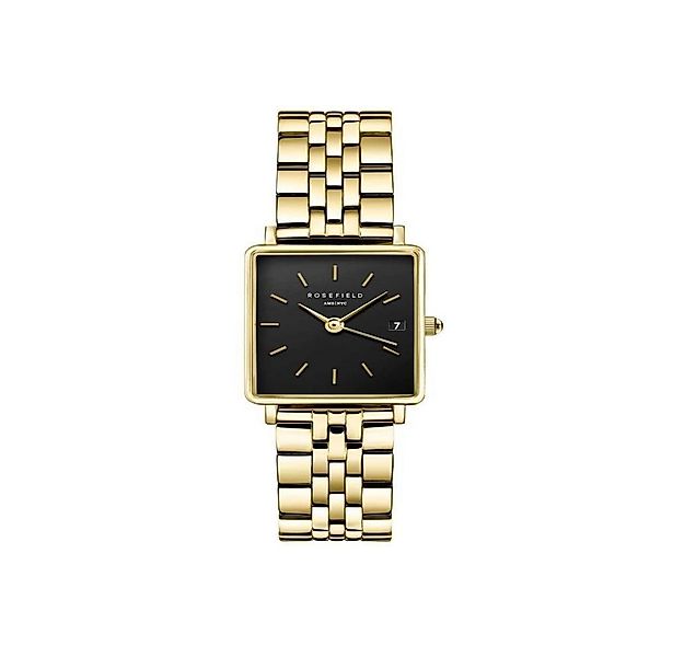 ROSEFIELD Quarzuhr ROSEFIELD Damenuhr Boxy XS Schwarz Gold eckig QMBG-Q025 günstig online kaufen