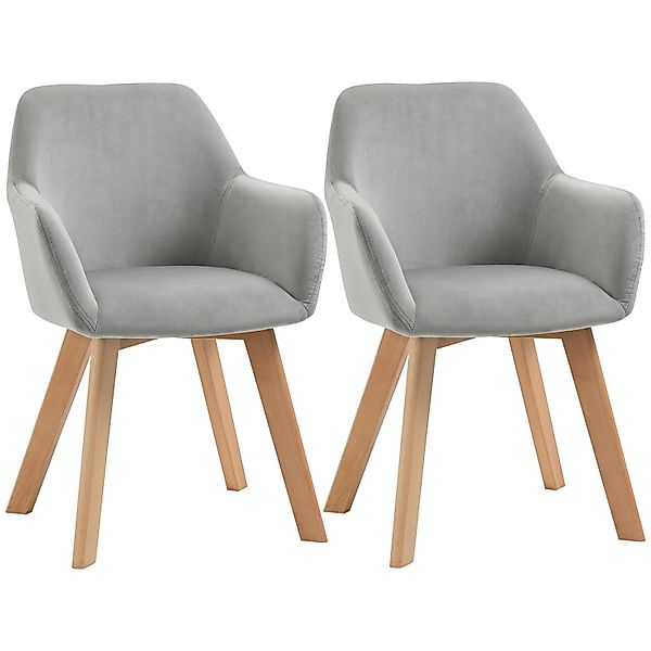 HOMCOM Esszimmerstühle 2er Set mit Gummierten Holzbeinen günstig online kaufen