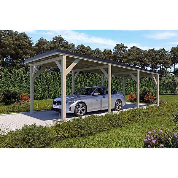 Holzbrüder Carport Ralf 26m² Imprägniert-Schwarz günstig online kaufen