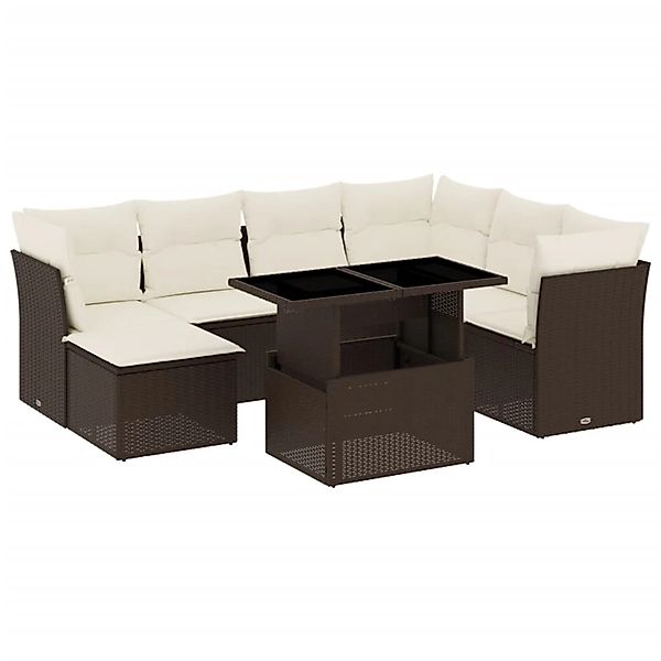 vidaXL 8-Tlg Garten-Sofagarnitur mit Kissen Braun Poly Rattan 3266763 günstig online kaufen