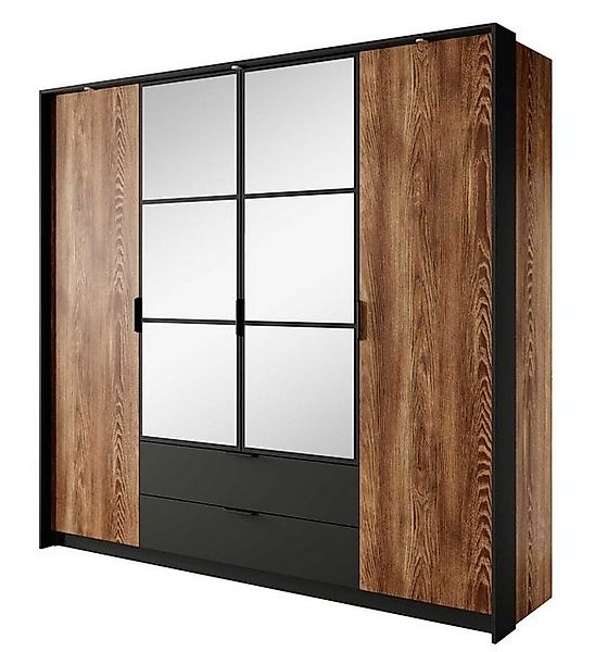 Feldmann-Wohnen Kleiderschrank Milton (1-St) 223x59x210cm Kastanie anthrazi günstig online kaufen