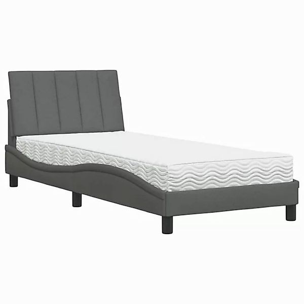 vidaXL Bett Bett mit Matratze Dunkelgrau 90x190 cm Stoff günstig online kaufen