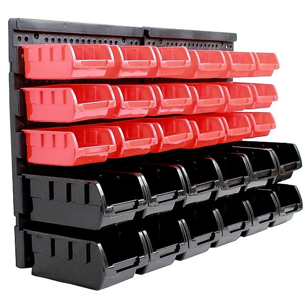 TRUTZHOLM Stapelboxen Mit Wandregal Rot 32 Teile Kleinteilemagazin günstig online kaufen