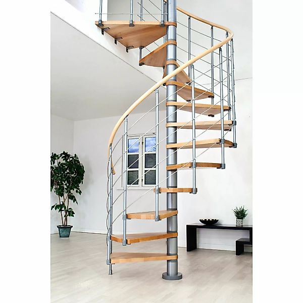 Dolle Spindeltreppe Oslo Ø 120 cm, 11 Stufen Buche GH bis 276 cm Grau FSC® günstig online kaufen