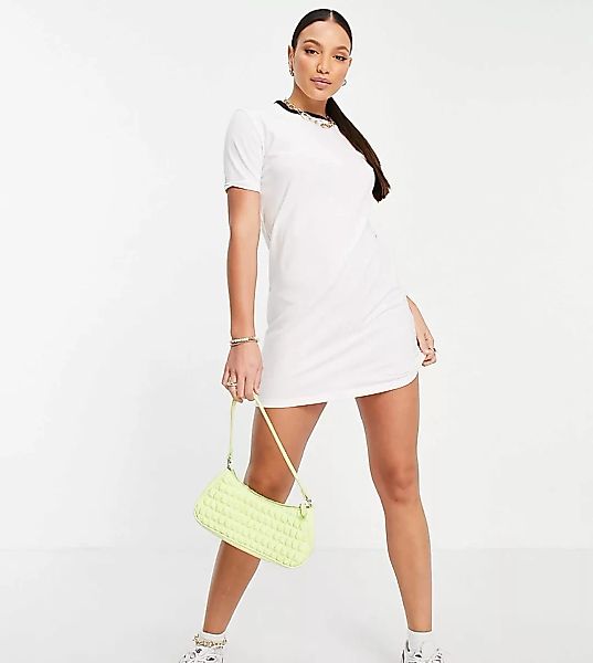 Brave Soul Tall – Lennie – T-Shirt-Kleid in Weiß mit Kontrastband am Aussch günstig online kaufen