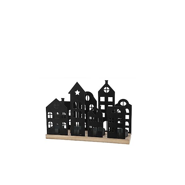 HTI-Living Weihnachtsdorf Kerzenhalter Schwarz Adventsdorf, Weihnachtsdorf günstig online kaufen