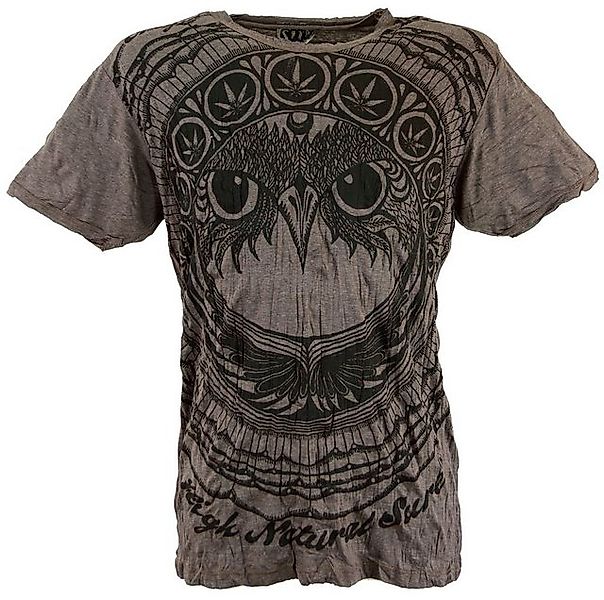 Guru-Shop T-Shirt Sure Herren T-Shirt Eule - taupe Goa Style, Festival, alt günstig online kaufen
