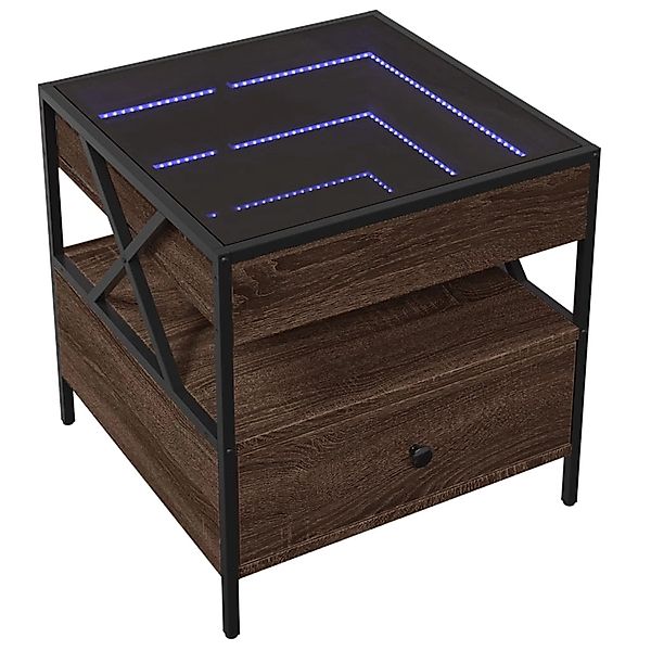 vidaXL Couchtisch mit Infinity-LED Braun Eichen-Optik 50x50x51 cm 847716 günstig online kaufen