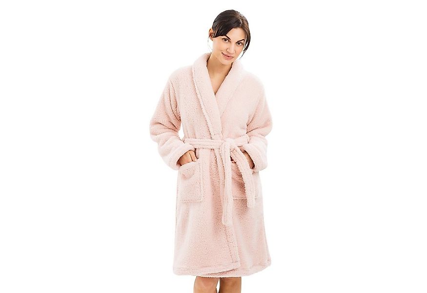 HOMELEVEL Bademantel Kuschelfleece Bademantel Damen - Sherpa Morgenmantel T günstig online kaufen