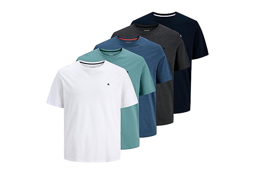 Jack & Jones T-Shirt 5er Pack Paulos Tee SS Crew Neck mit kleiner Stickerei günstig online kaufen