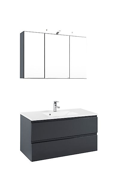 welltime Badmöbel-Set "Cardiff" 2 Stk. tlg. griffloses Design, Breite 100 c günstig online kaufen