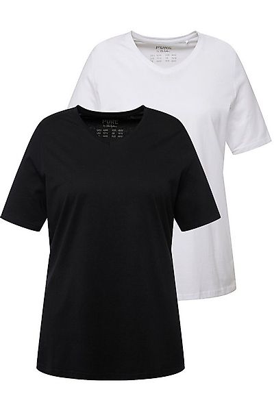 Ulla Popken T-Shirt T-Shirts 2er-Pack V-Ausschnitt Halbarm (2-tlg) günstig online kaufen