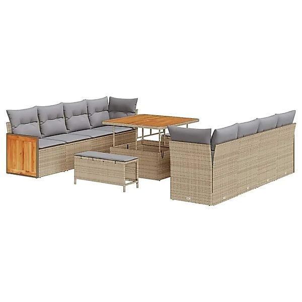 vidaXL Gartensofa-set mit Kissen 12-Tlg Beige und Hellgrau Poly-Rattan 3365 günstig online kaufen