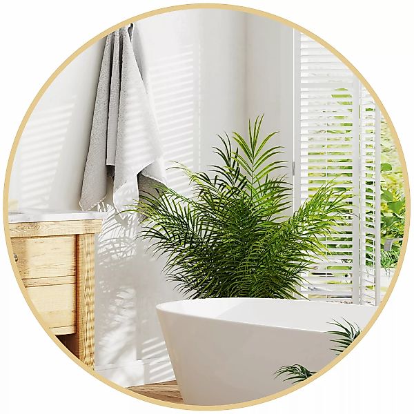 HOMCOM runder Spiegel, Badezimmerspiegel, Durchmesser 70 cm, Metallrahmen, günstig online kaufen