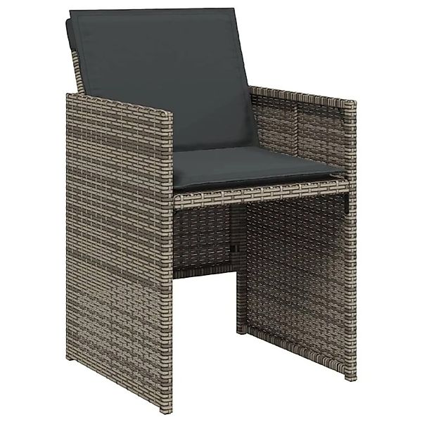 vidaXL Gartenstühle mit Kissen 4 Stk Grau Poly Rattan 4007437 günstig online kaufen