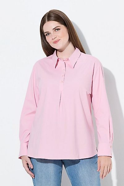 Ulla Popken Hemdbluse Bluse Oversized Hemdkragen Langarm Biobaumwolle günstig online kaufen