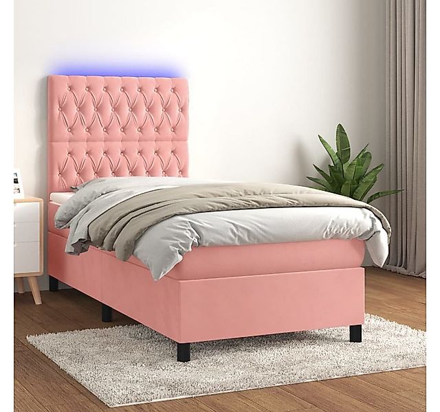 vidaXL Boxspringbett Boxspringbett mit Matratze LED Rosa 80x200 cm Samt Bet günstig online kaufen