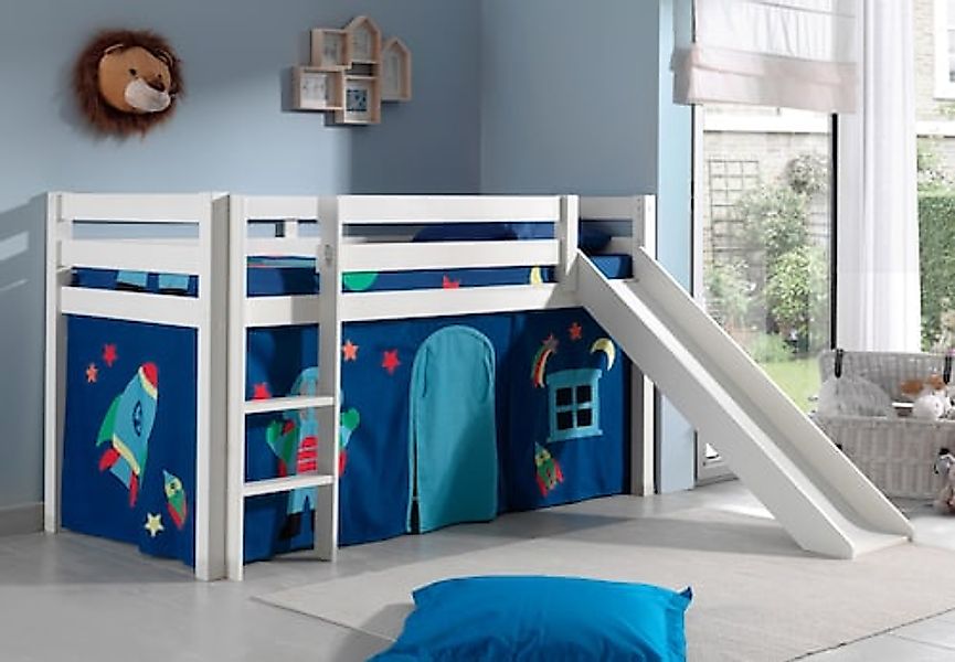 Vipack Hochbett "Pino, Spielbett massiv Kiefer, stabil gebaut, 3 Korpusfarb günstig online kaufen