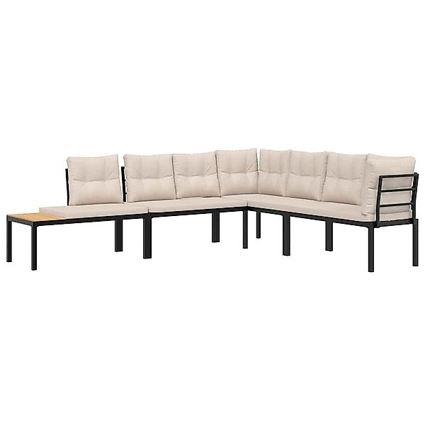 vidaXL Gartenlounge-Set Gartenbank-Set 4-tlg. Schwarz Pulverbeschichteter günstig online kaufen