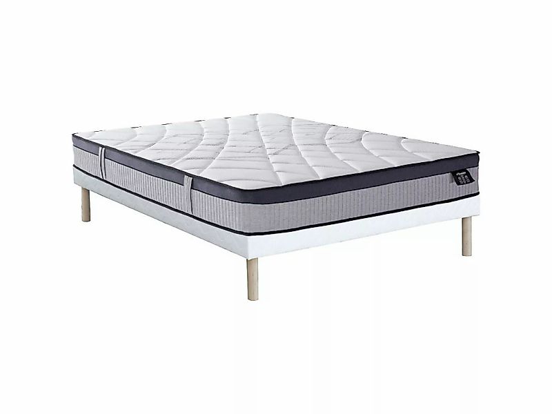 Set aus Bettgestell + Matratze - 140 x 190 cm - Hybridmatratze - 5-Zonen-Ta günstig online kaufen