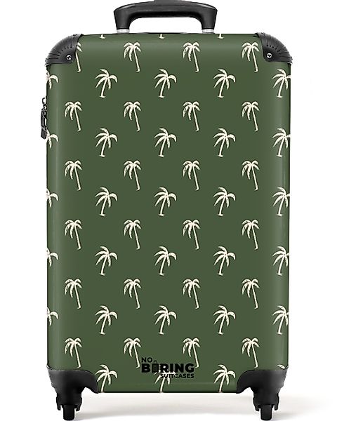 NoBoringSuitcases.com© Hartschalen-Trolley Grün mit beigem Palmenaufdruck günstig online kaufen